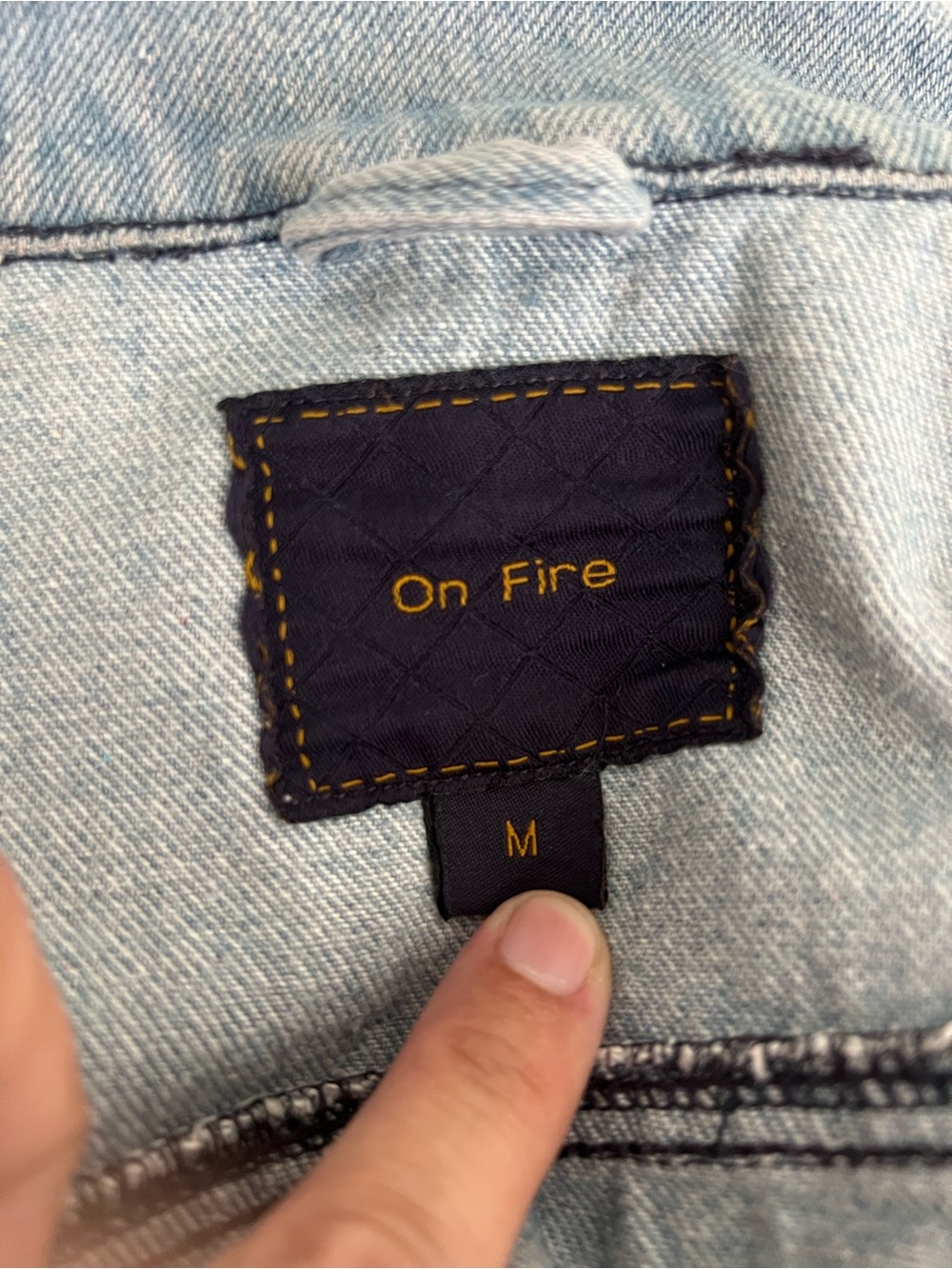 On Fire Light Blue Denim Jacket - Button-Front Jean Jacket - Picture 3 of 6
